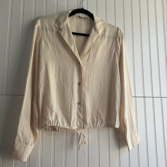 Vince Drawstring Hem Lapel Blouse Shirt Size 2 | Business Office Outfit - Picture 5 of 12